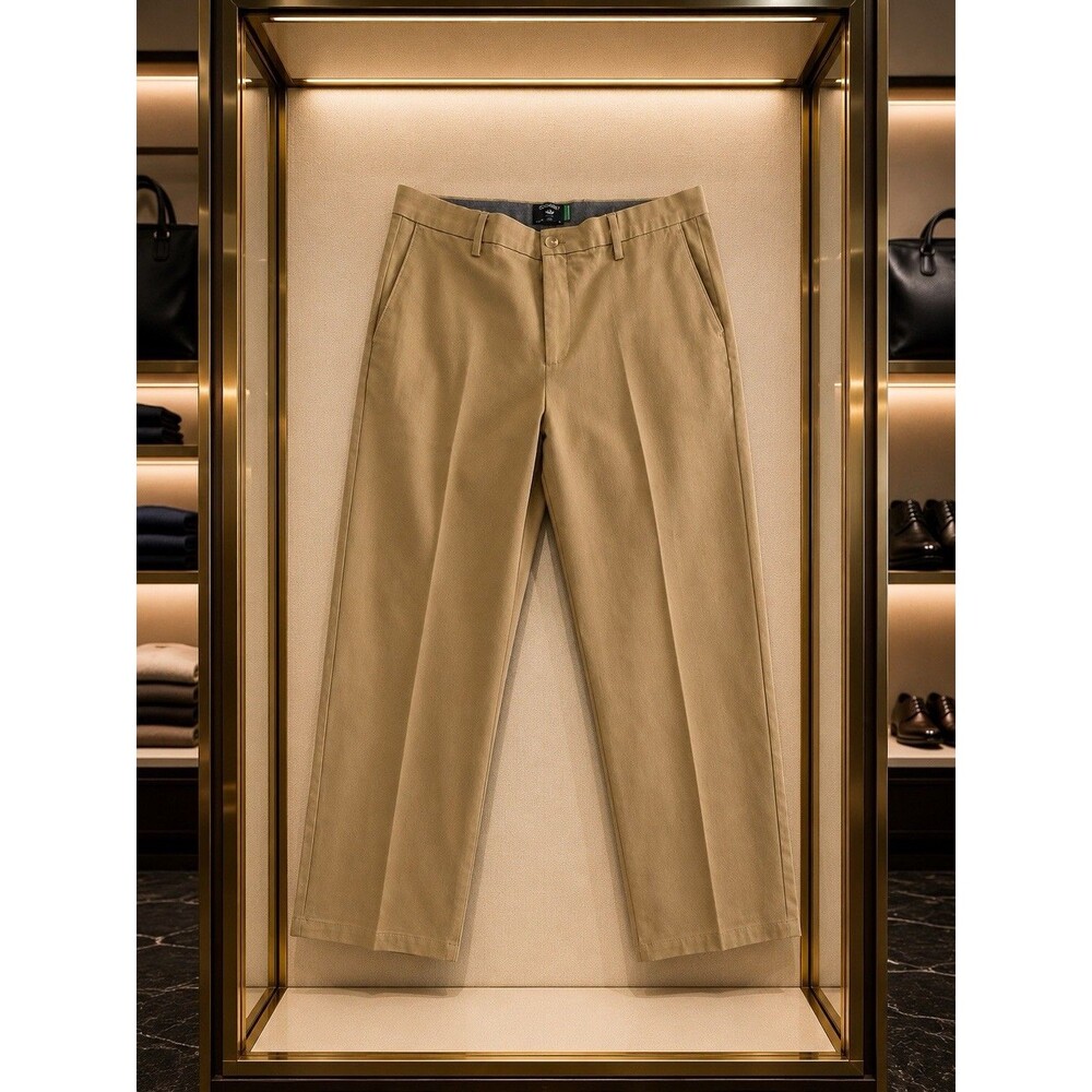 DOCKERS Easy Khaki  Beige Straight Fit Cotton Flat Front Chino Pant 34
